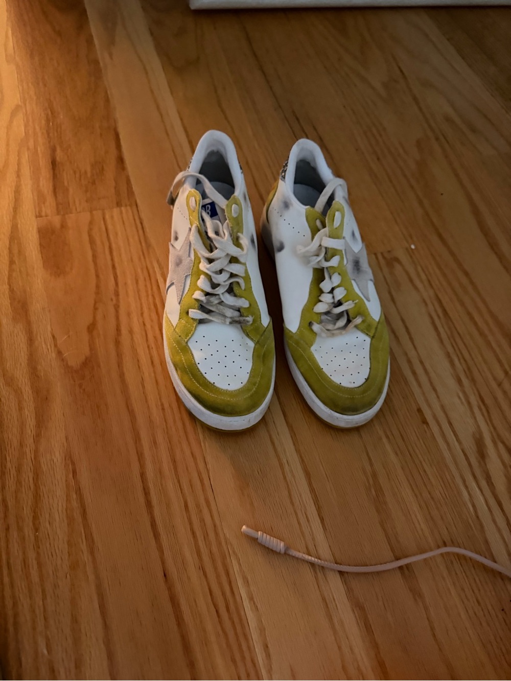Golden Goose White and Yellow Low-Top Sneakers